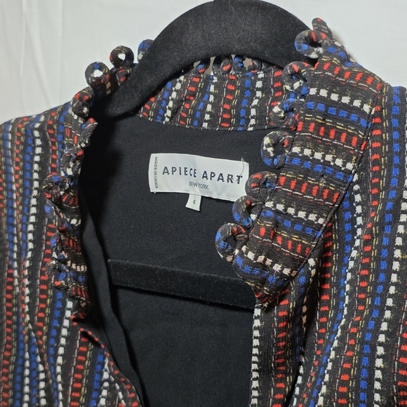 A Piece Apart 100% Silk Printed V Neck Baby Doll High Neck Blouse, sz 4 - Picture 3 of 8